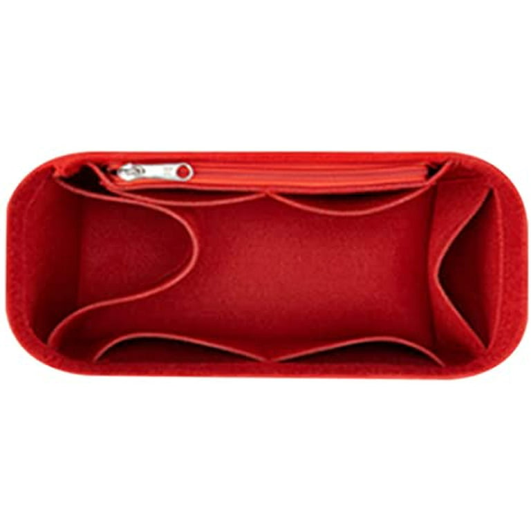 Pro Space Purse Bag Organizer Insert,Handbag Organizer for Women,Universal  Style Side Zipper,Perfect for LV neverfull gm and More,Red,Large 