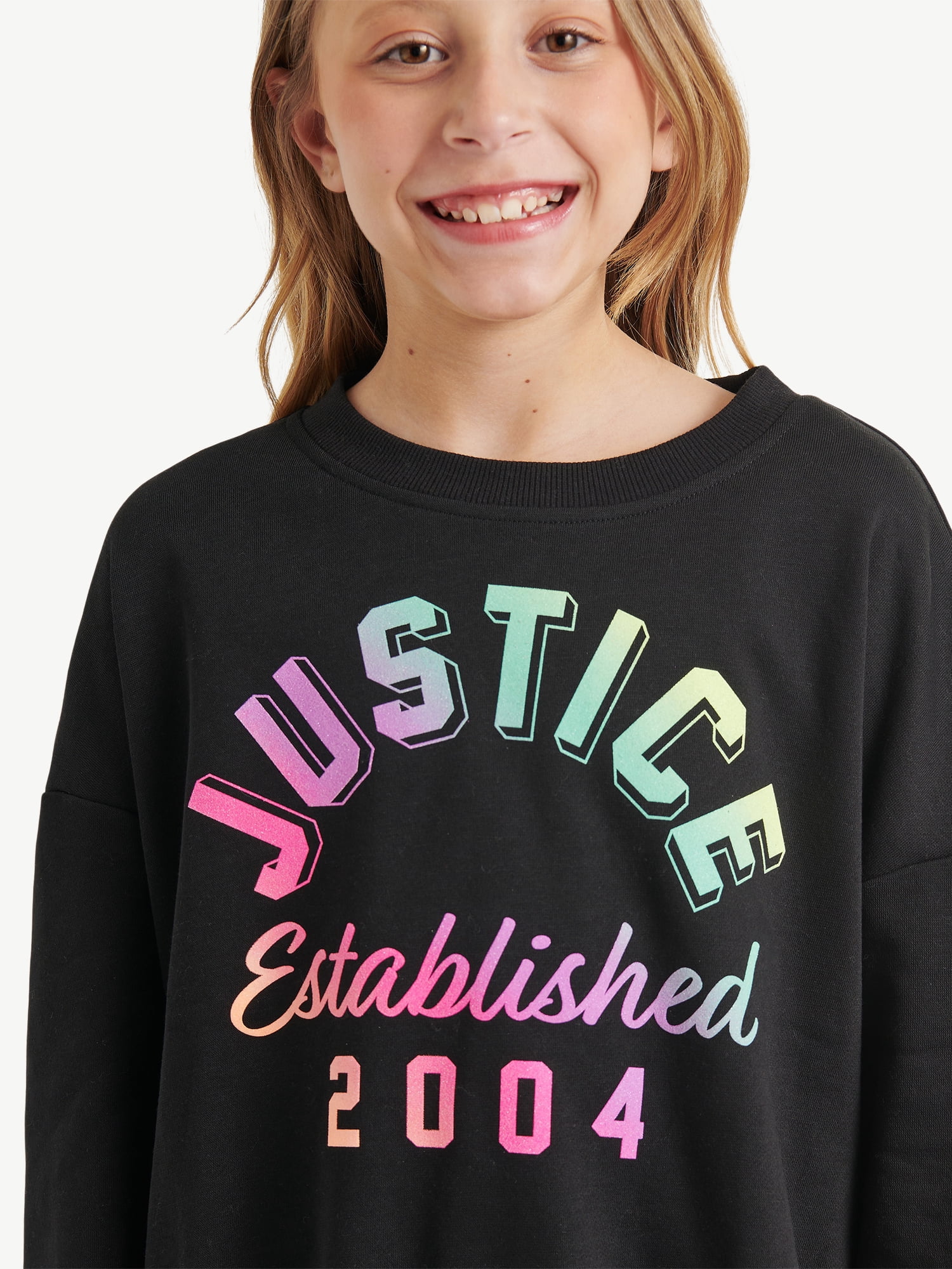 Justice Girls Fleece Crew Neck Sweatshirt, Sizes XS - XLP