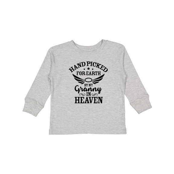 Inktastic Handpicked for Earth By My Granny in Heaven with Angel Wings Boys or Girls Long Sleeve Toddler T-Shirt