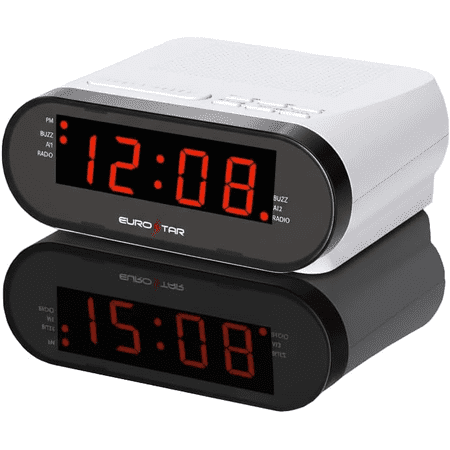 EUROSTAR CR902W Dual Alarm AM/FM Clock Radio, White