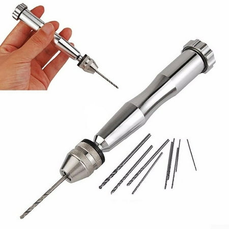 

Portable Mini Hand Drill Twisted Workshop Silver Pin Vise Hand Push Chuck