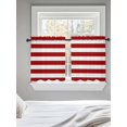 thumbnail image 5 of Red Stripes Sheer Kitchen Tier Curtains 24 Inch length, Rod Pocket Half Curtains Short Drapes, Simple Red White Texture Light Filtering Chiffon Small Window Treatments 2 Panels 27.5"W x 24"L, 5 of 7