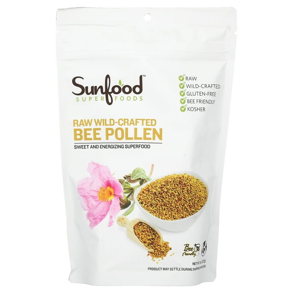 Sunfood Superfoods Raw, Wildcrafted Bee Pollen Granules Superfood Powder, 8 Oz