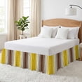 Bed Skirt Brown Yellow Wood Adjustable Elastic Wrap-Around Dust Ruffle ...