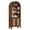 Walnut, variant on Hawsaiy 71" Arched Pantry Cabinet with Doors, Tall Arch Bookcase with Adjustable Shelves, Mid-Century Modern Kitchen Pantry Storage Cabinet for Living Room, Black
