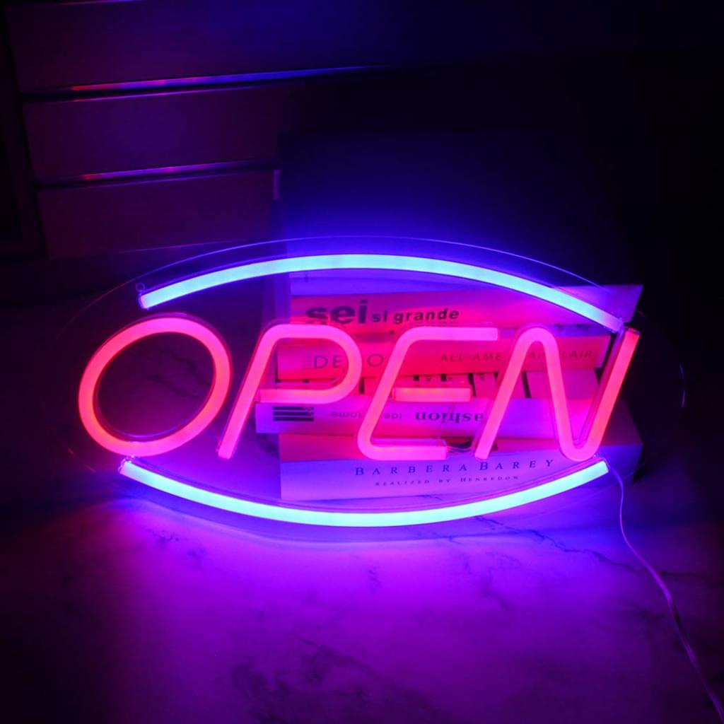 Neon open sign for shop, two light modes, steady light, flashing, electronic,  lighted signs for shop, walls, glass windows, shop, hotel, bar, liquor  store, etc.