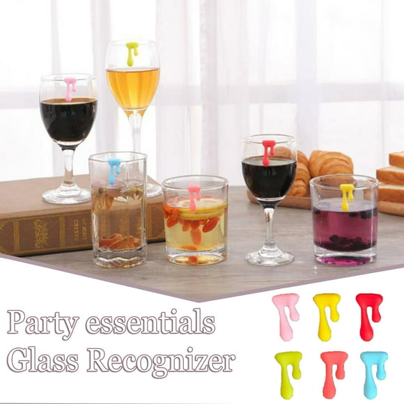 Cyber_Monday Deals!Black_Friday Deals 2024! Byikun Glass Recognizer Silica Gel Label Red Wine Cup And Rea Cup Pendant 6PC