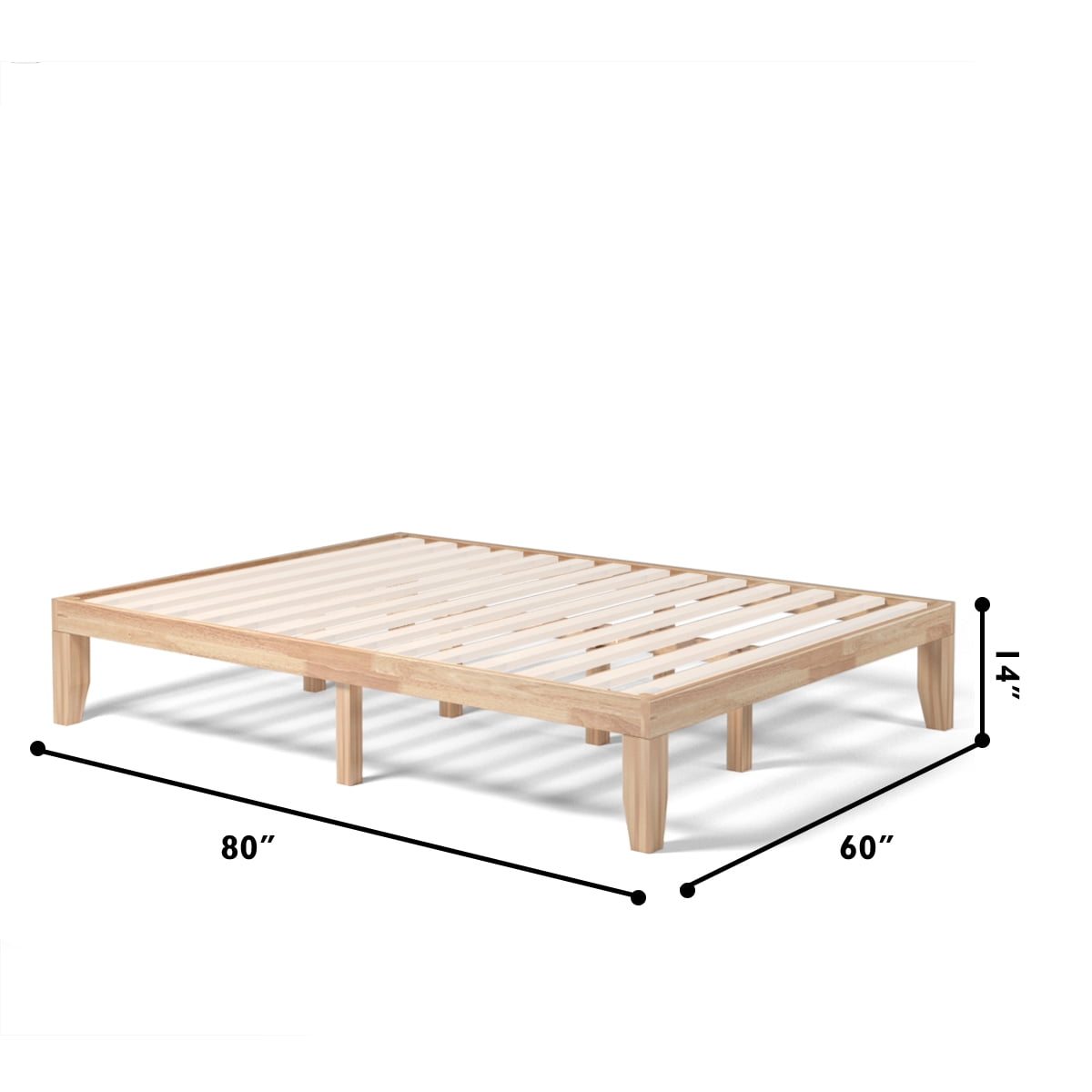 Costway Queen Size 14'' Wooden Bed Frame Mattress Platform Wood Slats Support Natural
