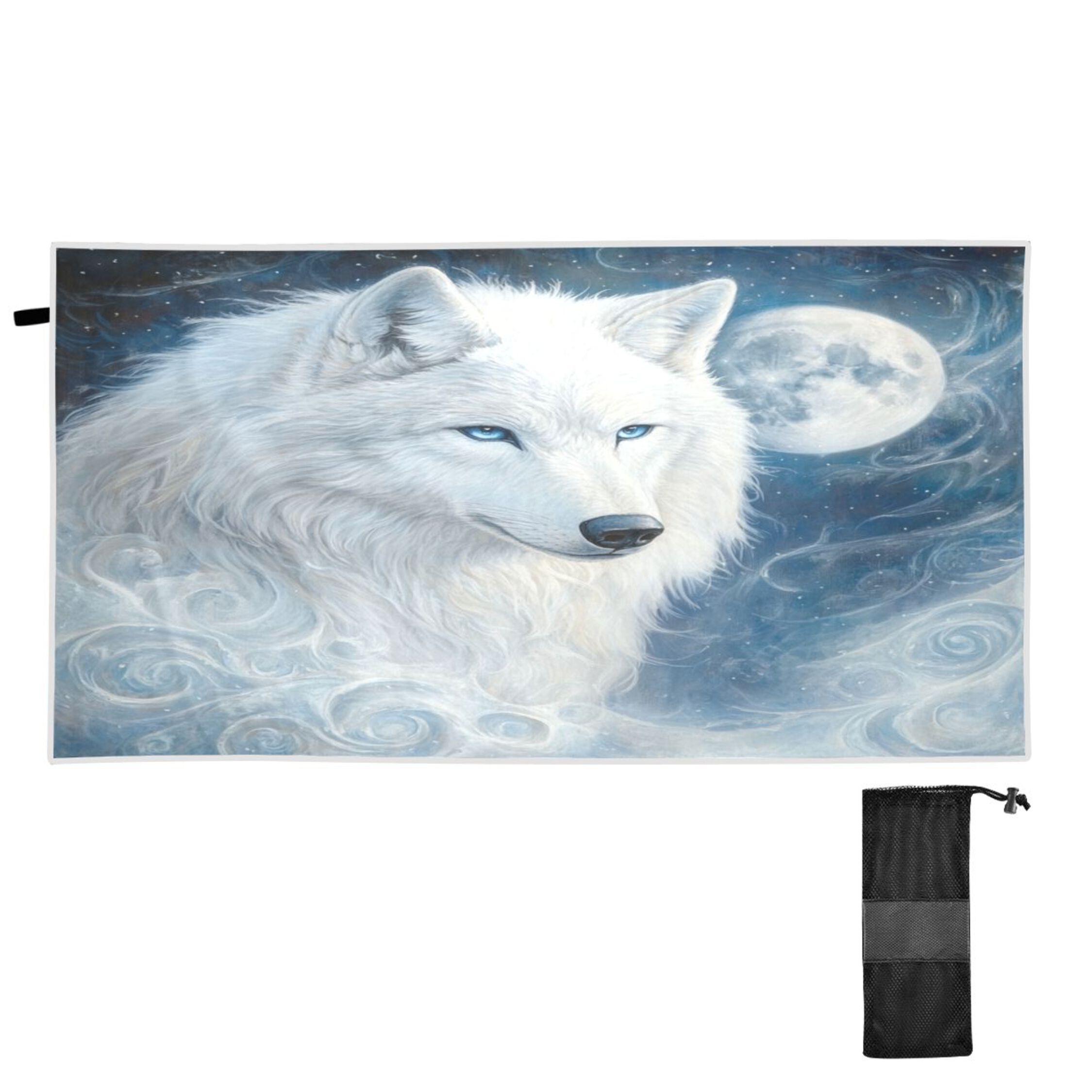 Qxltty Cool White Wolf Beach Towel Sand Free Bath Towel Absorbent Quick Dry Soft Lightweight Blanket for Travel Gym Camping 71x31in