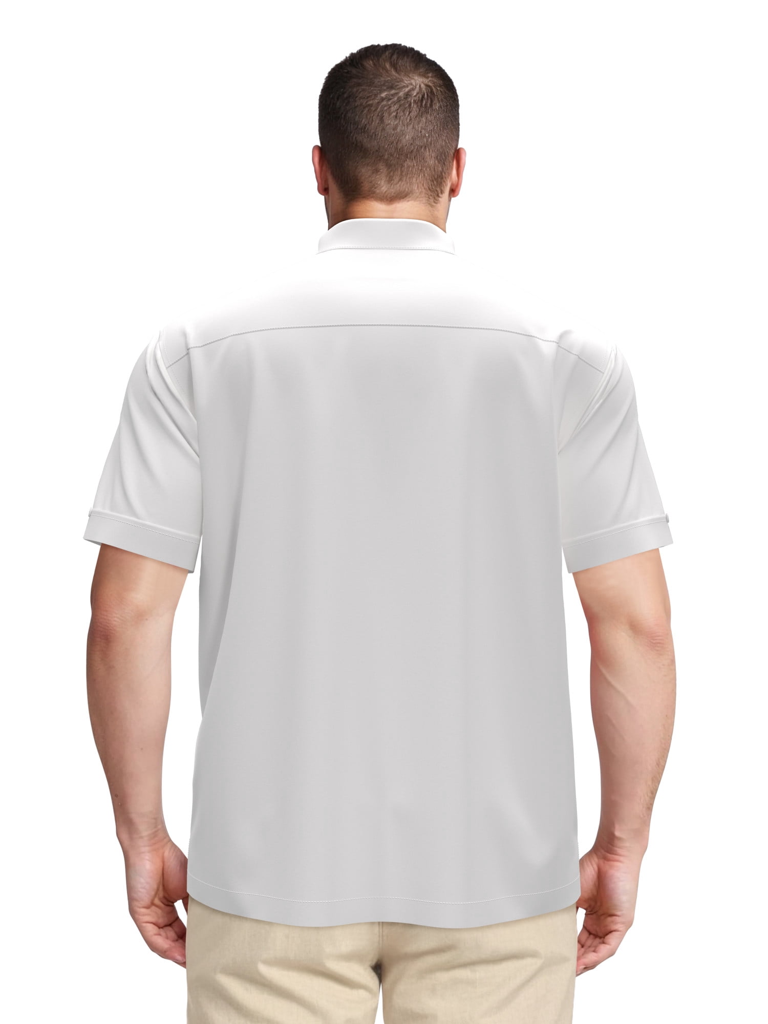 Havanera Men's and Big Men's Front Panel Point Collar Short Sleeve Button-Down Shirt, Sizes S-5XL