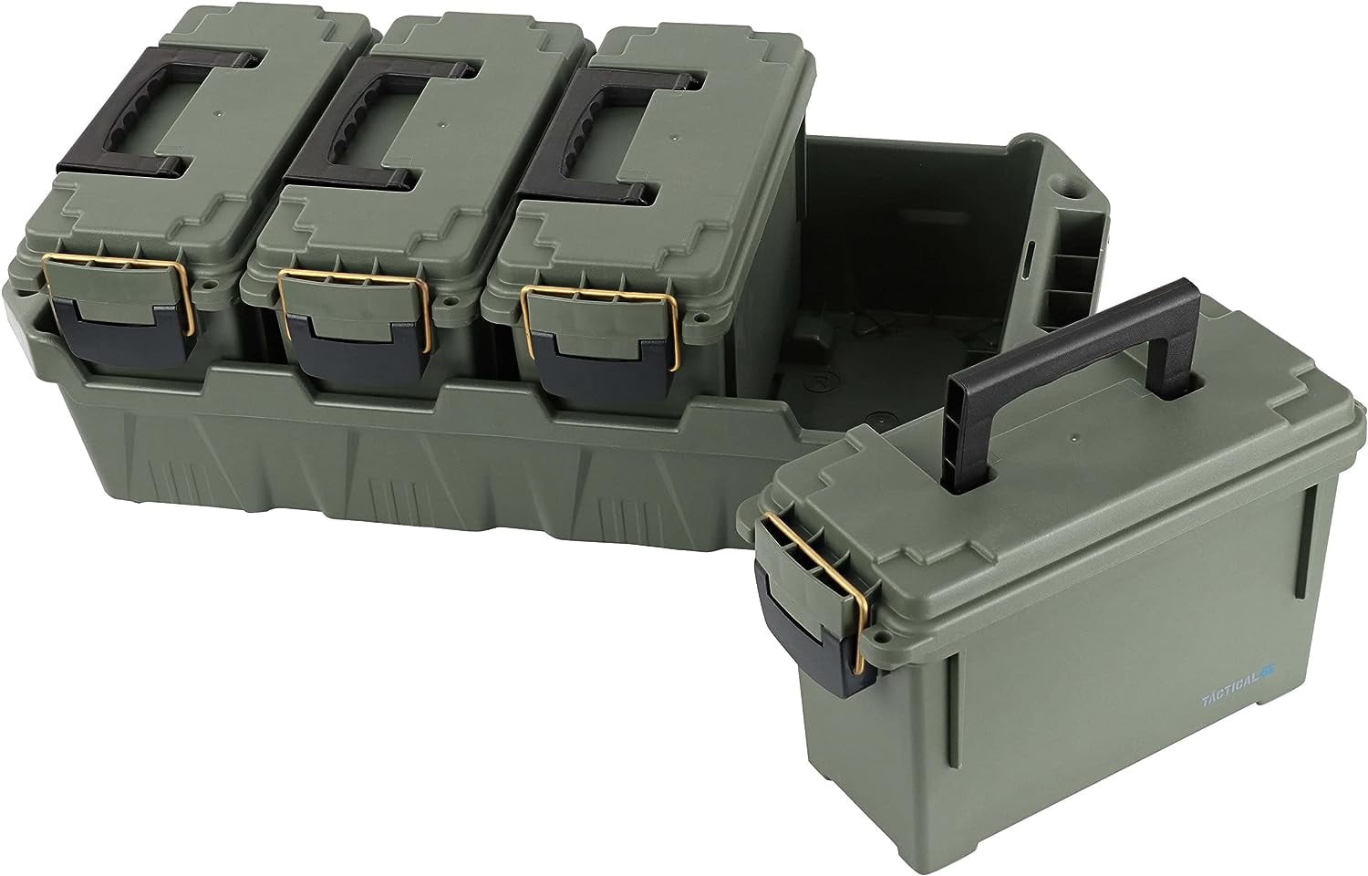 Ammo Storage Crate with Lockable Ammunition Storage Boxes 4 Pack Plastic Bulk Ammo Storage