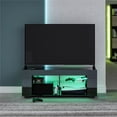 thumbnail image 3 of NTense LED TV Stand with Glass Shelves for TVs up to 55", Black Gloss, 3 of 16
