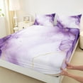 thumbnail image 2 of Manfei Purple Marble Abstract Twin Sheet Sets, Modern Marbling Artwork Twin Fitted Sheet, Adult Female Man Flat Sheet, Luxury Bedroom Decor, 3 Pieces, 2 of 6