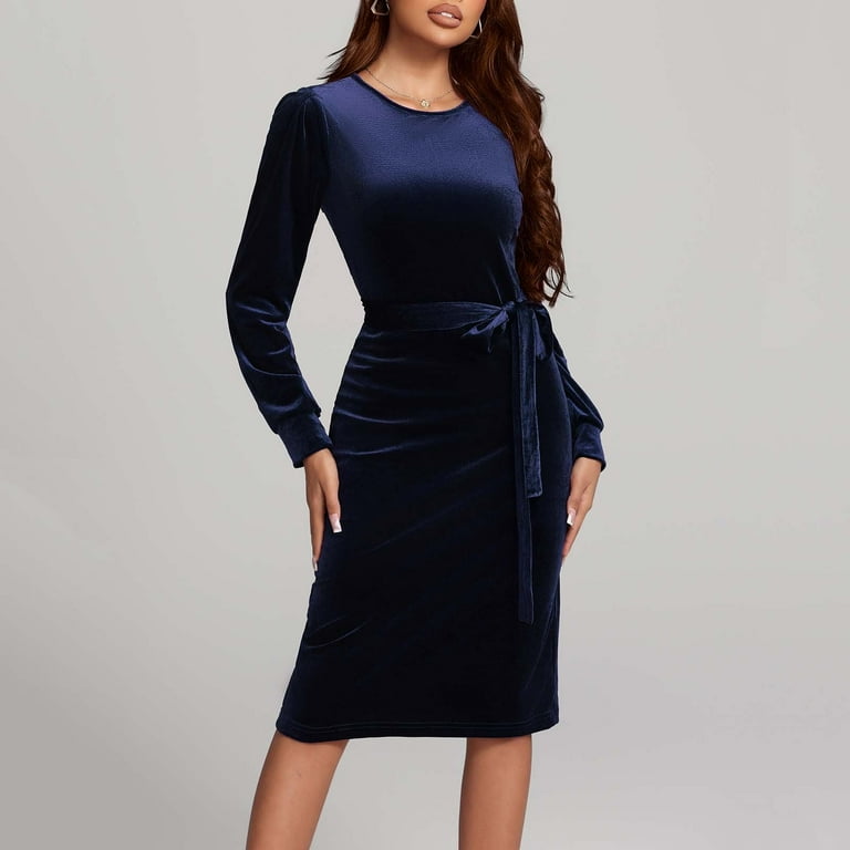 Velvet Dress Long Sleeve Wrap Skirt Bodycon Dress Elegant Velvet Long  Sleeve Dress Bodycon Midi With
