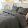 thumbnail image 4 of MarCielo  3 Piece Cotton Oversized Bedspread Quilt Set Tmonica Heather Grey - Queen, 4 of 6