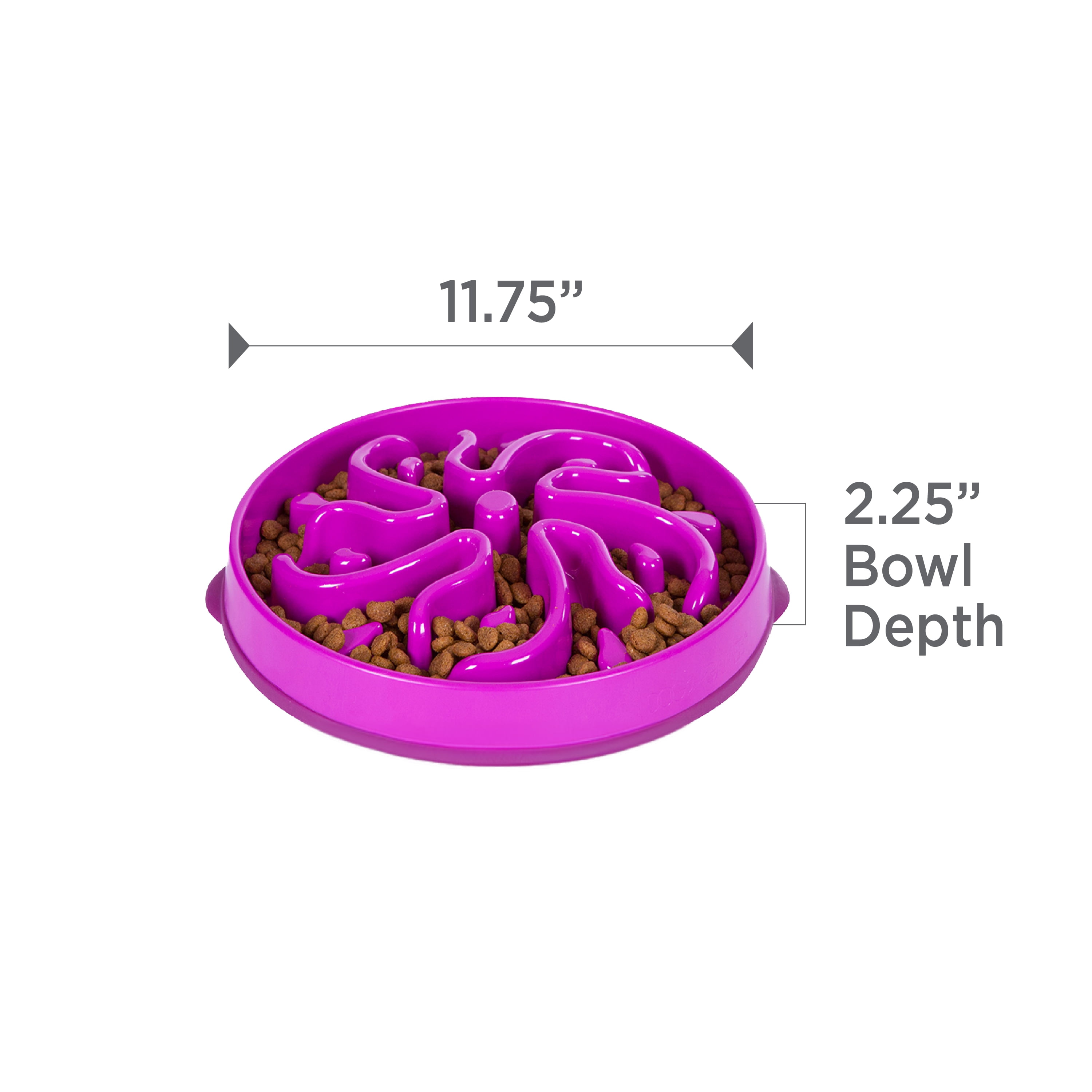 (4 pack) Outward Hound Fun Feeder Slo Bowl – Large 4‑Cup Capacity, Slow Feeding, Medium to Large Dogs, Non‑Slip, Purple, Flower Pattern