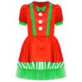 thumbnail image 3 of iEFiEL Girls Short Sleeve Tutu Dance Dress Figure Skating Stage Performance Christmas Elf Dress Green 8, 3 of 7