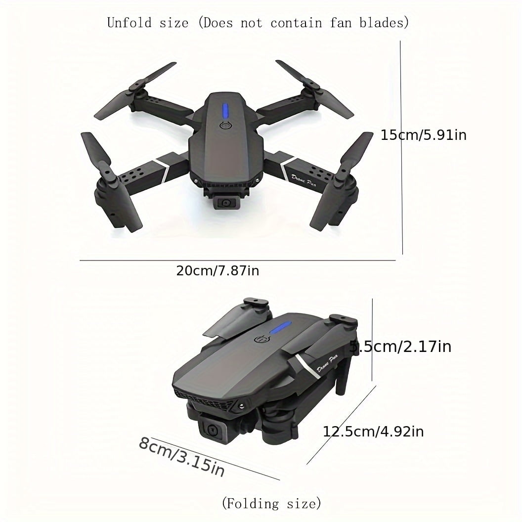 E88 Pro Drone With Wide-angle Camera, 90° Adjustable Angle Lens, One-key Takeoff And Landing, Four-axis Aircraft