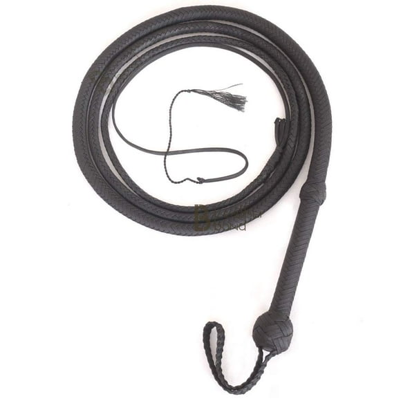 Indiana Jones Style 10, 12 Foot 12 Strands Black Equestrian Bullwhip para Cord Nylon Bull Whip (12)