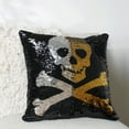 thumbnail image 2 of Lush Decor 18 x 18 Skull and Crossbones 100% Polyester Halloween Decorative Pillow, 2 of 9