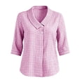 thumbnail image 4 of Women's Collar Button Quarter Sleeve Blouse, Casual Fashion Top, 4 of 6