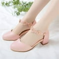 thumbnail image 2 of Big Kids Girls Mary Jane Dress Shoes Pumps Low Heels Flower High School Prom Shoes Pink 10 Years-10.5 Years, 2 of 9