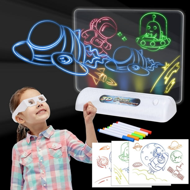 3D dessin jouets pour enfants 3 4 5 ans Fluorescent coloriage Doodle  peinture Set pour 6 7 8 ans garçon fille voyage spatial jouet cadeau pour  Noël, cadeau d'anniversaire d'halloween 