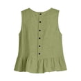 thumbnail image 4 of FDGIU Women's Crew Neck Linen Blend Sleeveless Tank Top, Solid Peplum Ruffle Hem Loose Cropped Casual Camisole Blouse, 4 of 8