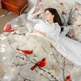 thumbnail image 4 of Manfei Cardinal Bird 7pcs Bedding Comforter Set,Tree Branches Queen Bedding Sets Super Cozy,Floral Animal Queen Sheet Sets,Ultra Soft Flower Home Decor,Reversible, 4 of 8