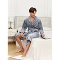 thumbnail image 3 of Men's Long Thick Velvet Bathrobe With Simple Dark Collar, Coral Fleece, Autumn And Winter, 3 of 5