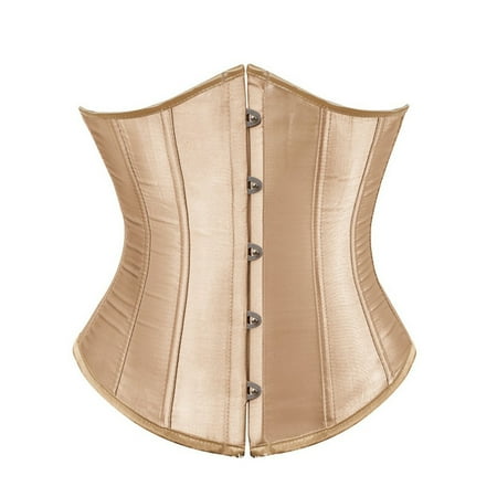 Canrulo Women s Satin Lace Up Boned Lingerie Bridal Underbust Corset Top Low Back