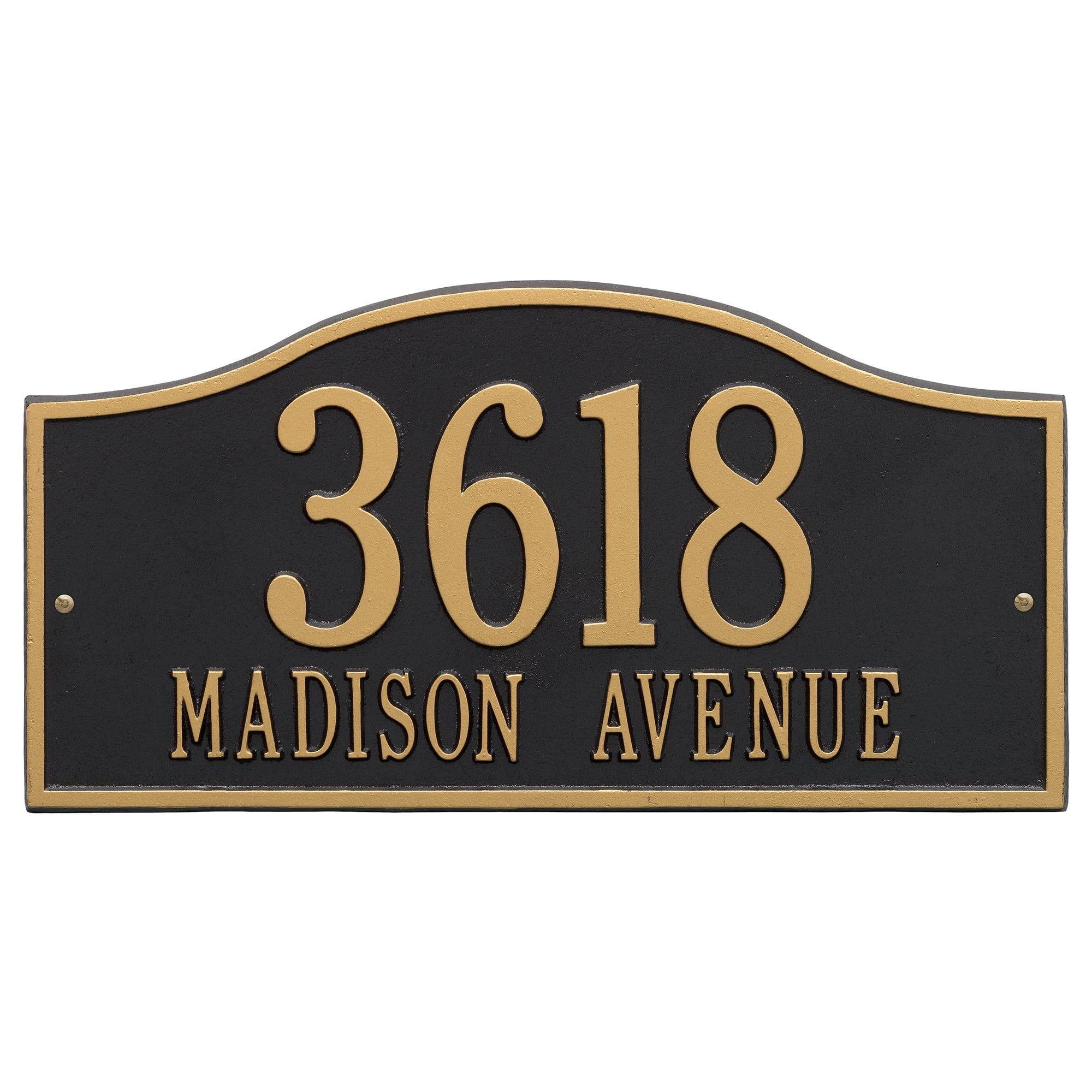 Personalized Whitehall Products Rolling Hills Grand Wall Address Plaque in Black Gold by Whitehall