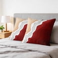 thumbnail image 6 of 26x26 Pillow Covers Set of 2, Red Coastal Beach Square Throw Pillow Covers for Couch/Sofa/Living Room, Farmhouse Abstract Ocean Waves Striped Decorative Soft Pillowcases for Couch Throw Pillows, 6 of 9