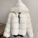 thumbnail image 1 of Abrigo con capucha de piel de zorro falsa para mujer, chaqueta gruesa con capucha de lujo, abrigo de invierno de alta calidad, 2022, 1 of 5