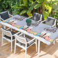 thumbnail image 2 of Happy Easter Table Cloths for 8 Foot Rectangle Tables, Colorful Spring Eggs Haze Blue Wooden Patio Waterproof Elastic Fitted Tablecloths, Washable Rectangular Table Cover for Camping, 2 of 8