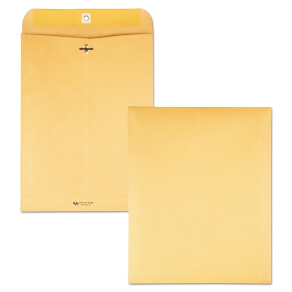 Quality Park Clasp Envelope, 9 1/2 x 12 1/2, 28lb, Brown Kraft, 100/Box -QUA37893