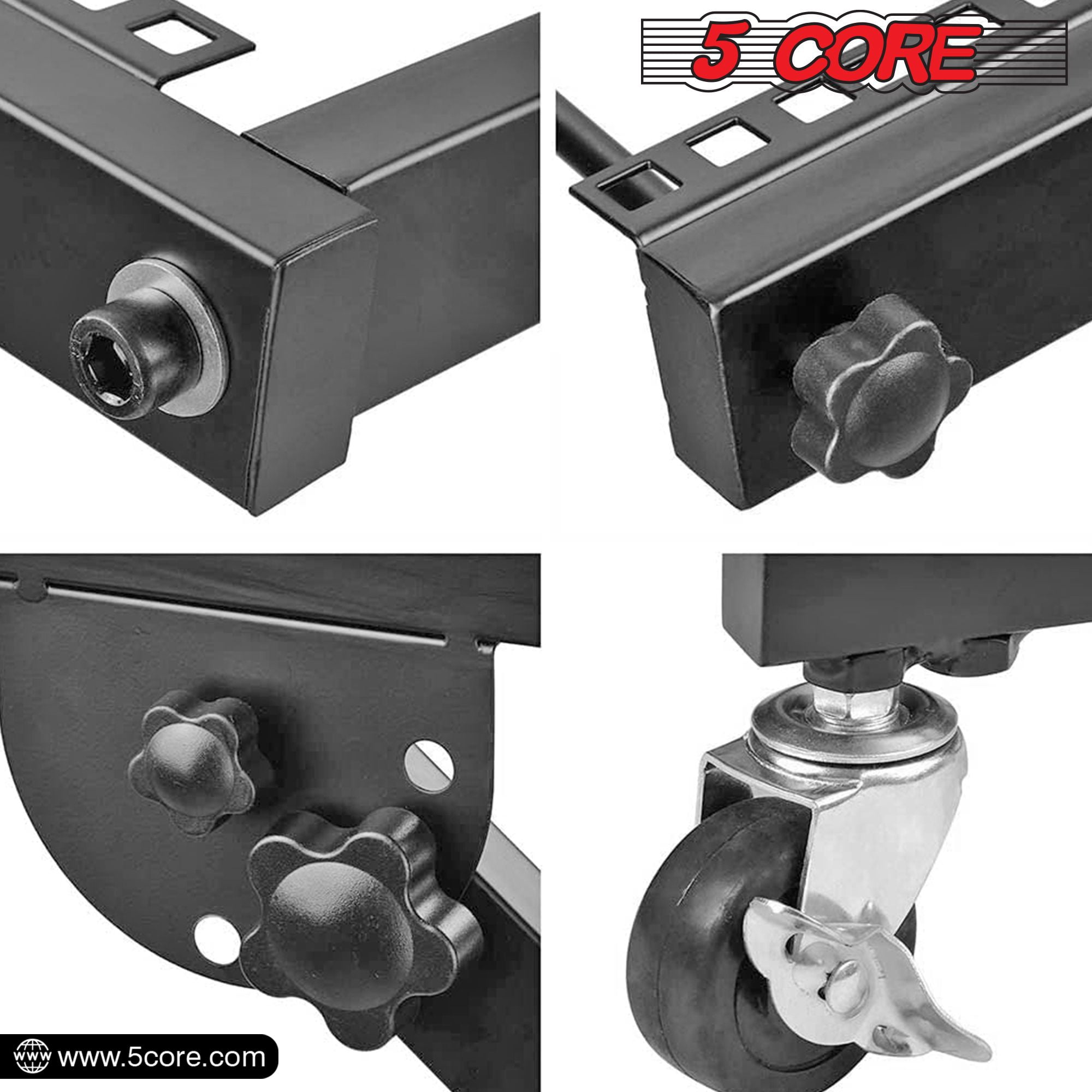 16U Professional Audio Rack Mount DJ Mixer Stand Studio Adjustable Table Cart with Wheels - RACK STAND 16U