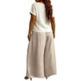 thumbnail image 4 of Womens Sweatpants Elastic Waist Solid Loose Long Daily Elegant Casual Wide Leg Sweatpants Women Beige L, 4 of 6