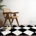 thumbnail image 2 of Teppich Homes Handmade 6x10 Geometric Pattern Tufted Wool Rug - Soft Black and White Carpet for Living Room and Hallway, 2 of 5