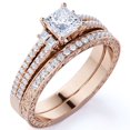 thumbnail image 1 of Impresionante Anillo de Compromiso de Doble Banda Vintage con Diamantes de Talla Princesa de 1,25 Uds, Pavé, Engaste Nupcial, Oro Rosa de 10 K, 1 of 6