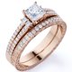 thumbnail image 1 of Impresionante Anillo de Compromiso de Doble Banda Vintage con Diamantes de Talla Princesa de 1,25 Uds, Pavé, Engaste Nupcial, Oro Rosa de 10 K, 1 of 6