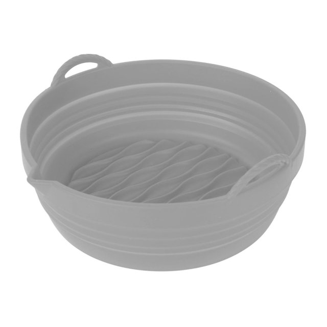 Revestimiento de silicona para freidora, olla plegable, redonda, ondulada, resistente al calor, reutilizable, accesorio para freidora, color gris