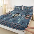 thumbnail image 3 of Manfei Western Aztec Adult Twin Sheet Sets, Vintage Blue Bohemian Twin Fitted Sheet, Hippie Triangle Abstract Flat Sheet, Luxury Bedroom Decor, 3-Piece, 3 of 7