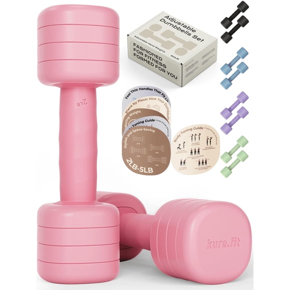 Set de mancuernas ajustables kure.fit de 2 a 5 lb con agarre antideslizante