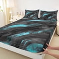 thumbnail image 3 of jejeloiu Abstract Geometric Stripes Full Size Sheets,Cyan Black Bed Sheets For Men Women 4 Pieces, 3 of 7
