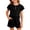Black, variant on Girls Summer Outfits 2 Piece Set - Ruffle Short Sleeve Button Down Shirt with Shorts Kids Casual Clothes with Pockets for Ages 5-14(Black/120)