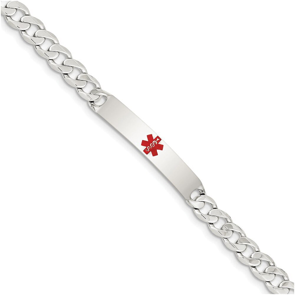 Sterling Silver Polished Medical Curb Link Id Bracelet