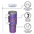 thumbnail image 4 of 40oz Tumbler with Handle and Straw, Vacuum Insulated Stainless Steel Travel Mug, Fits Car Cup Holder, Abstract Colorful Print, 4 of 6