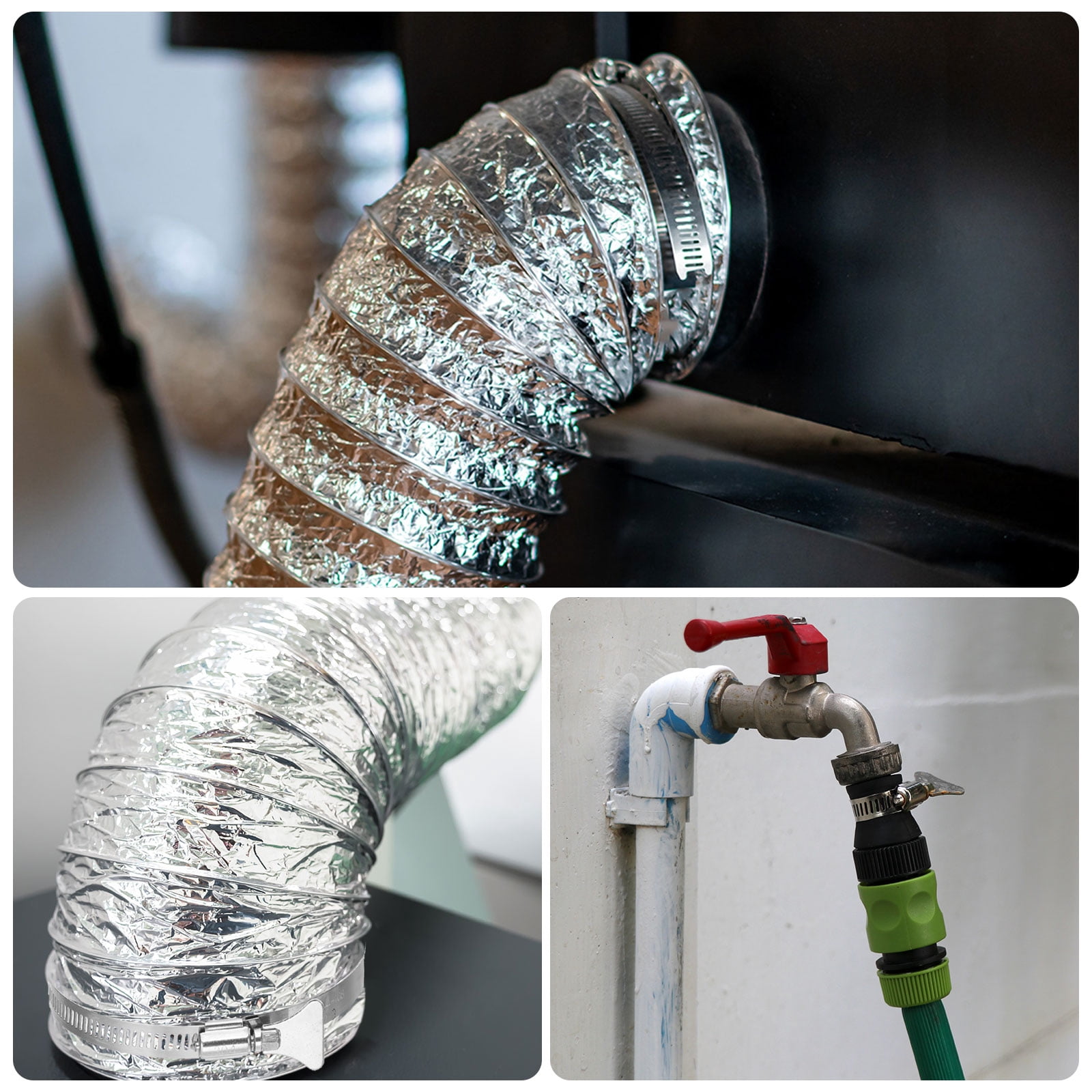 Uxcell Stainless Steel Hose Clamp, 16 Pcs 65-89mm (2.6-3.6Inch) Adjustable Thumb Screw Key Type Clamps Worm Gear Hose Clamp for Plumbing Fastener Tube Radiator Garden, Silver Tone