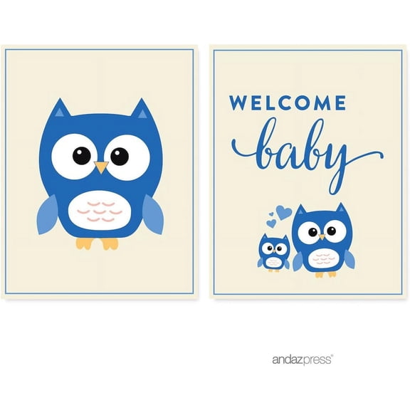 Andaz Press Blue Boy Owl Baby Shower Party Signs & Banner Decorations, 20 pack